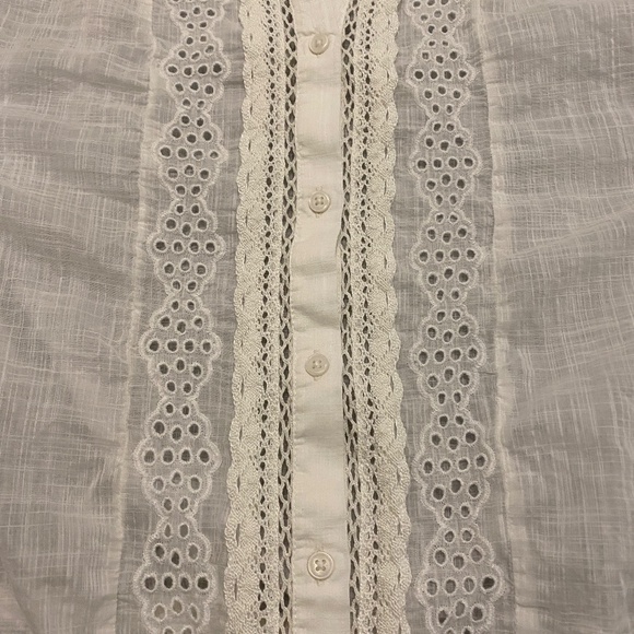 Gap Lace-Trim White Cotton Shirt Size XL - Picture 4 of 7